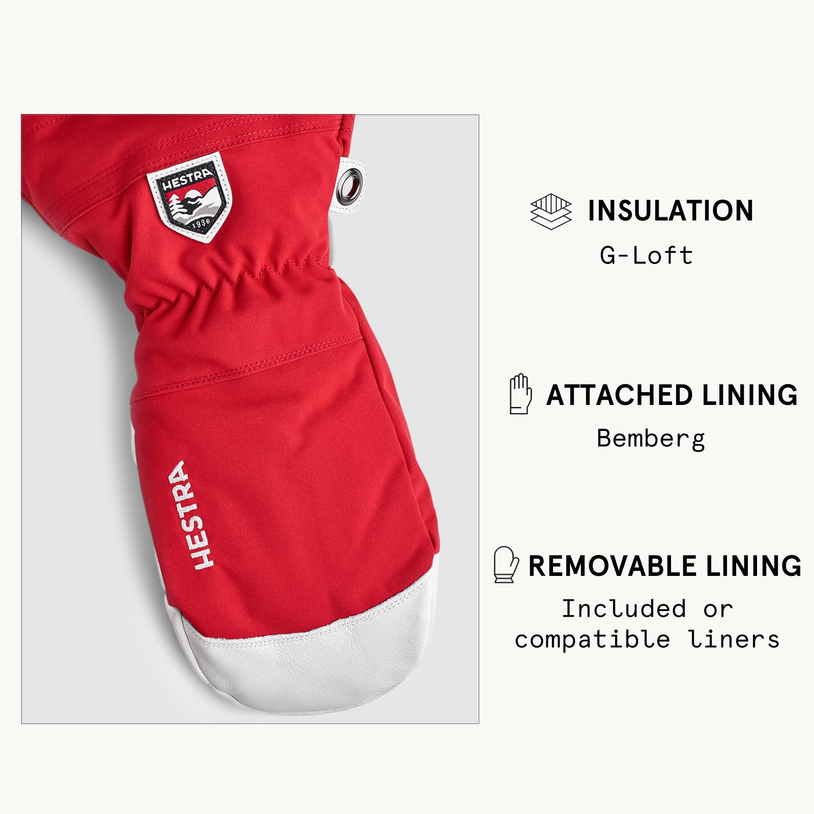 Hestra Army Leather Heli Ski Mitt, Snow Mitten Glove for Skiing & Snowboarding for Men & Women - Image 5