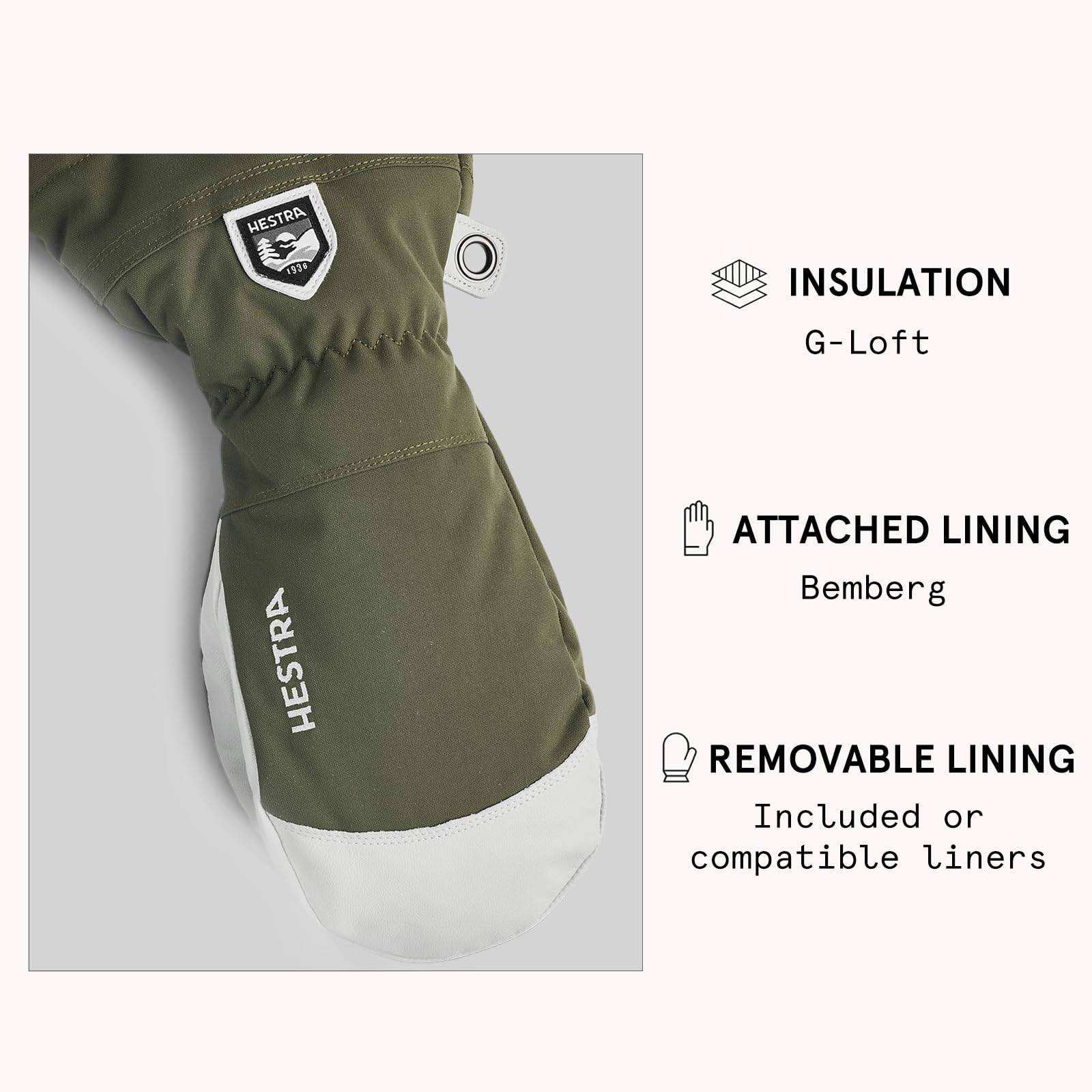 Hestra Army Leather Heli Ski Mitt, Snow Mitten Glove for Skiing & Snowboarding for Men & Women - Image 5