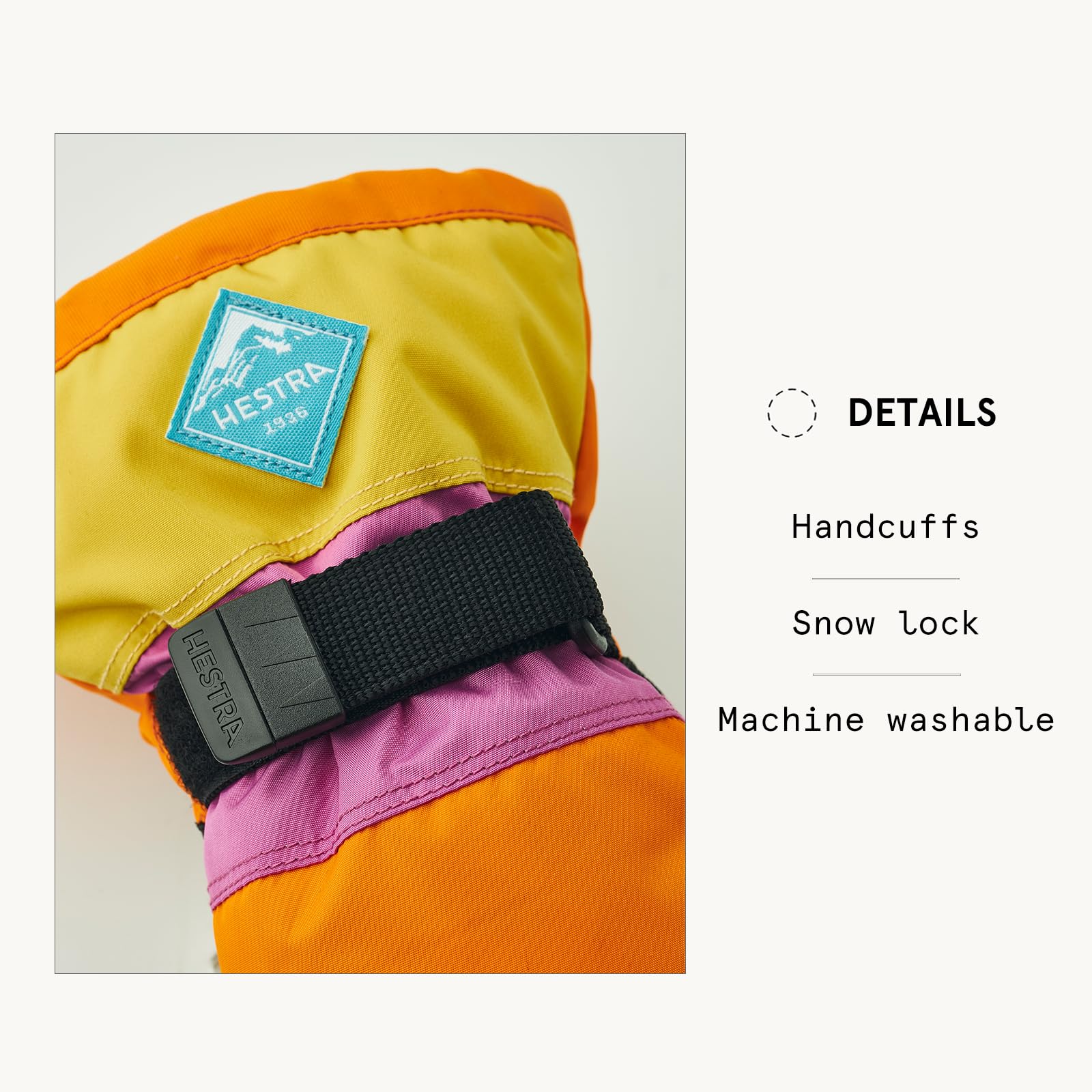 Hestra Gauntlet CZone Junior Glove (Youth 4-13yrs) | Waterproof, Insulated 3-Finger Kids Snow Gloves for Winter, Skiing & Playing in The Snow - Image 4