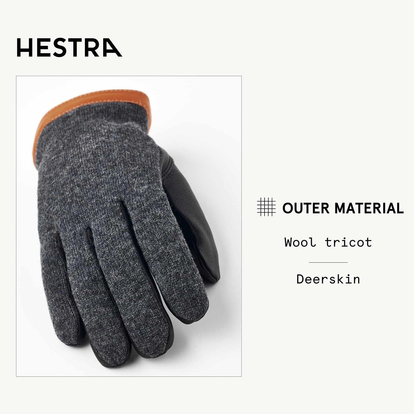 Hestra Men’s Deerskin Wool Tricot Gloves, Leather & Wool Gloves with Merino Wool Lining for Everyday Wear in Cold Weather - Image 3