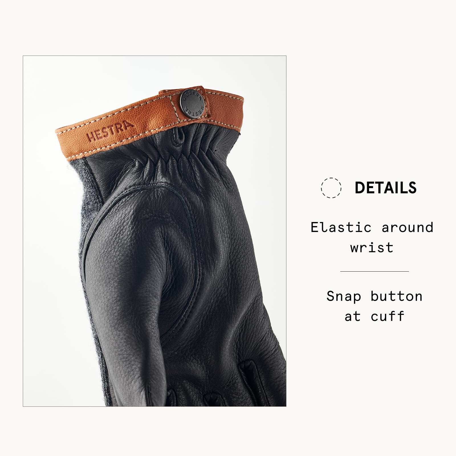 Hestra Men’s Deerskin Wool Tricot Gloves, Leather & Wool Gloves with Merino Wool Lining for Everyday Wear in Cold Weather - Image 4