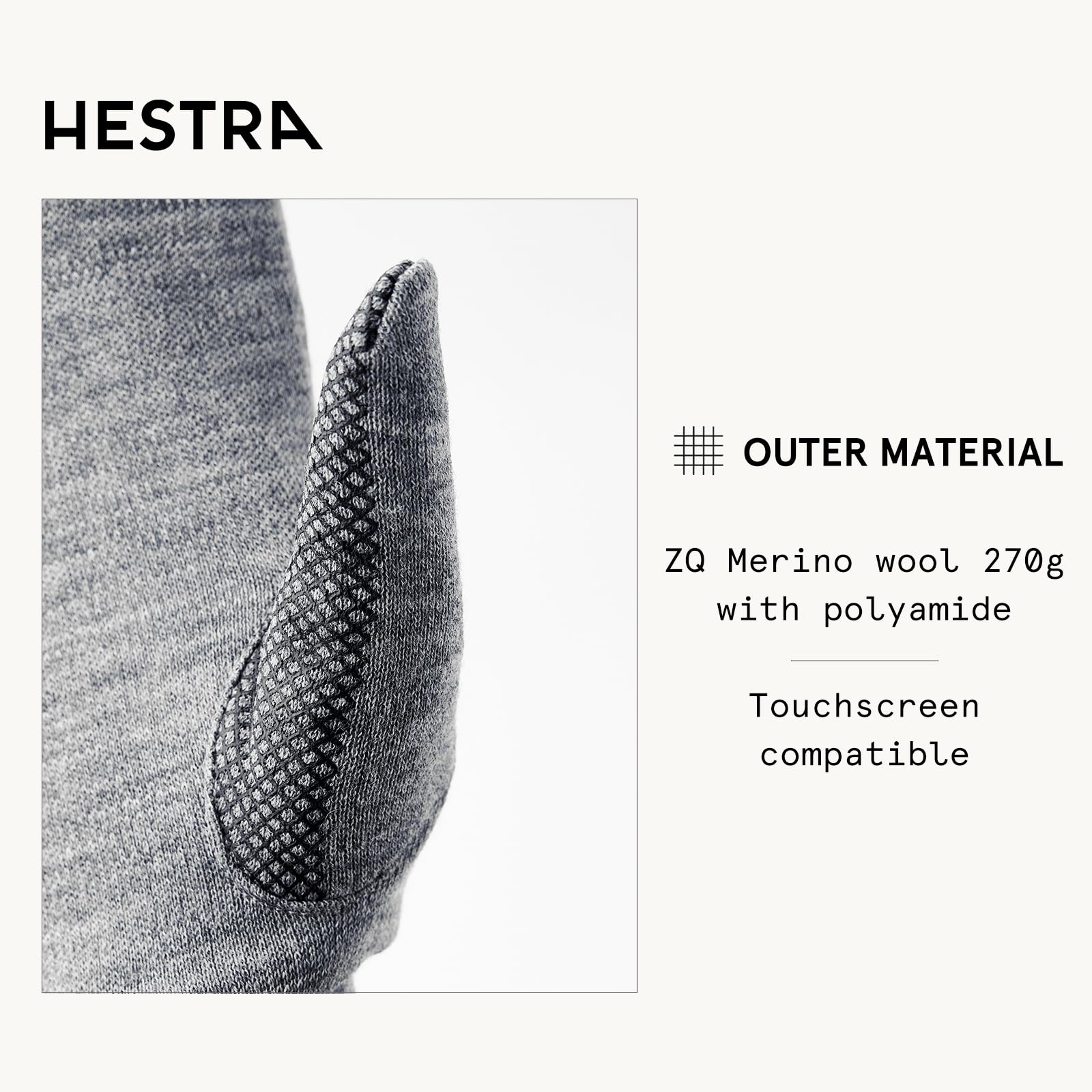 Hestra Merino Touch Point Mitten, Mitt Liner for Skiing & Snowboarding for Extra Warmth - Image 3
