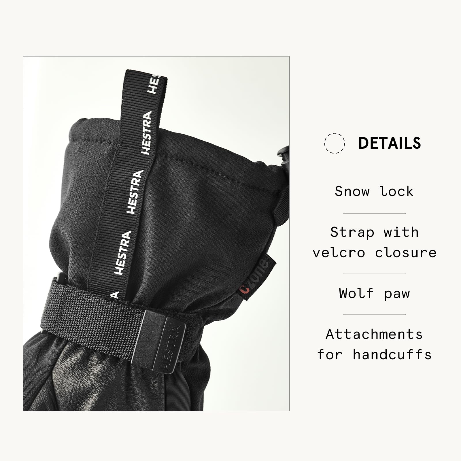 Hestra Unisex CZone Mountain 3-Finger Glove, Waterproof, Windproof Leather Alpine Ski Glove for Men & Women - Image 4