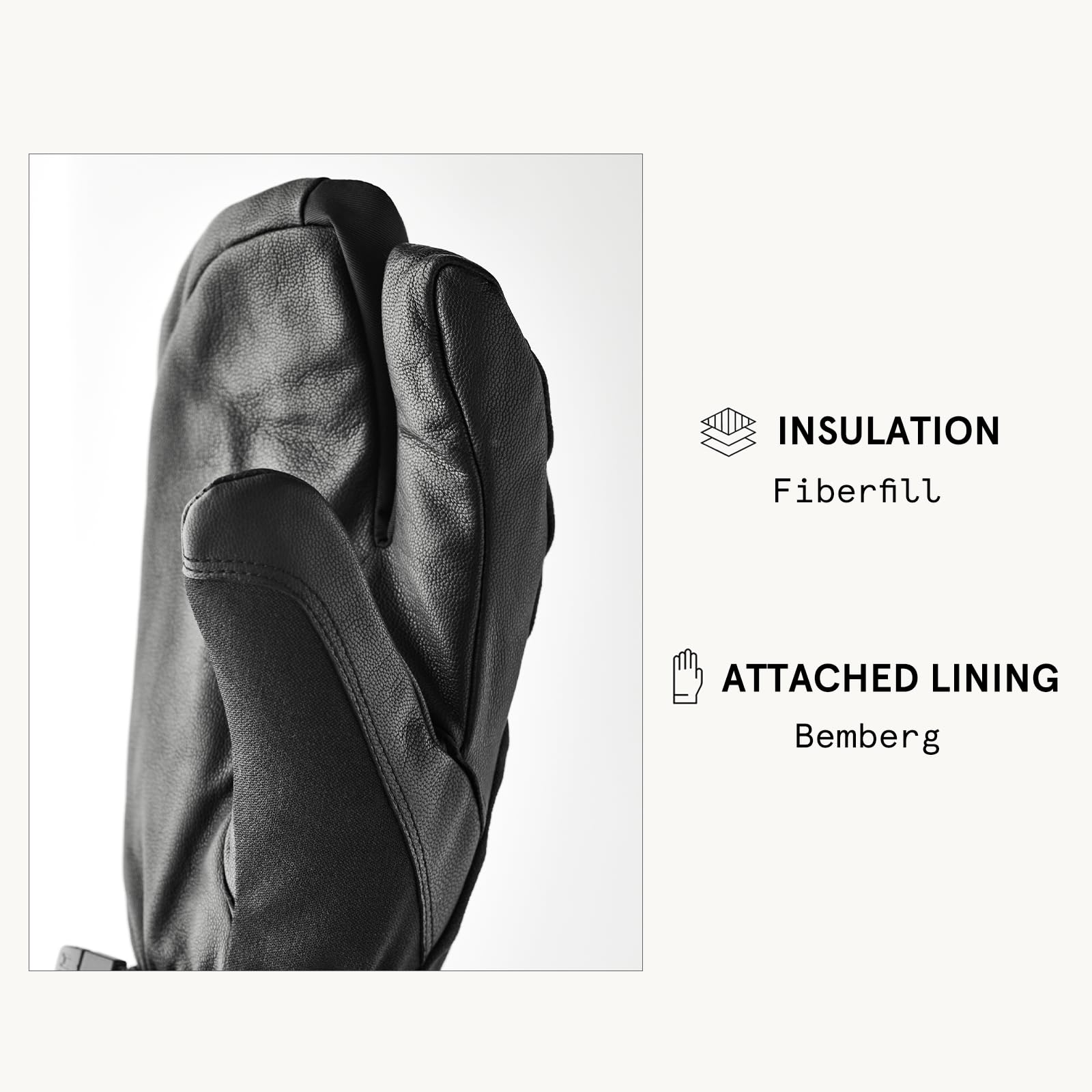 Hestra Unisex CZone Mountain 3-Finger Glove, Waterproof, Windproof Leather Alpine Ski Glove for Men & Women - Image 5