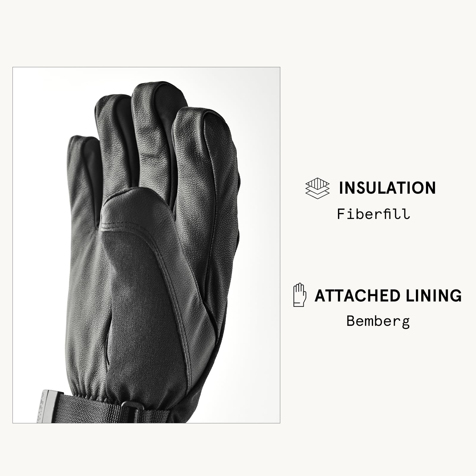 Hestra Unisex CZone Mountain 5-Finger Glove, Waterproof, Windproof Leather Alpine Ski Glove for Men & Women - Image 5