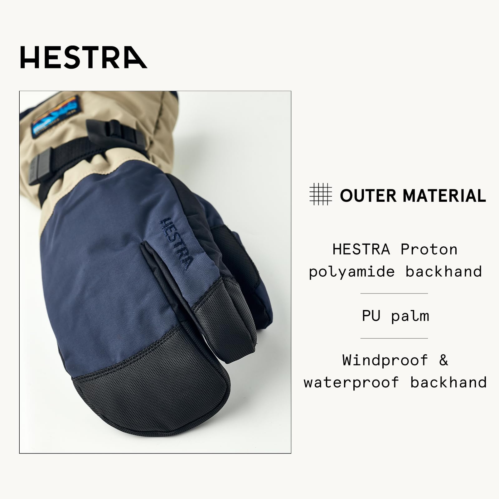 Hestra Unisex Gauntlet Sr 3-Finger Glove, Waterproof, Windproof Insulated Gloves for Skiing & Snowboarding, Men & Women - Image 3