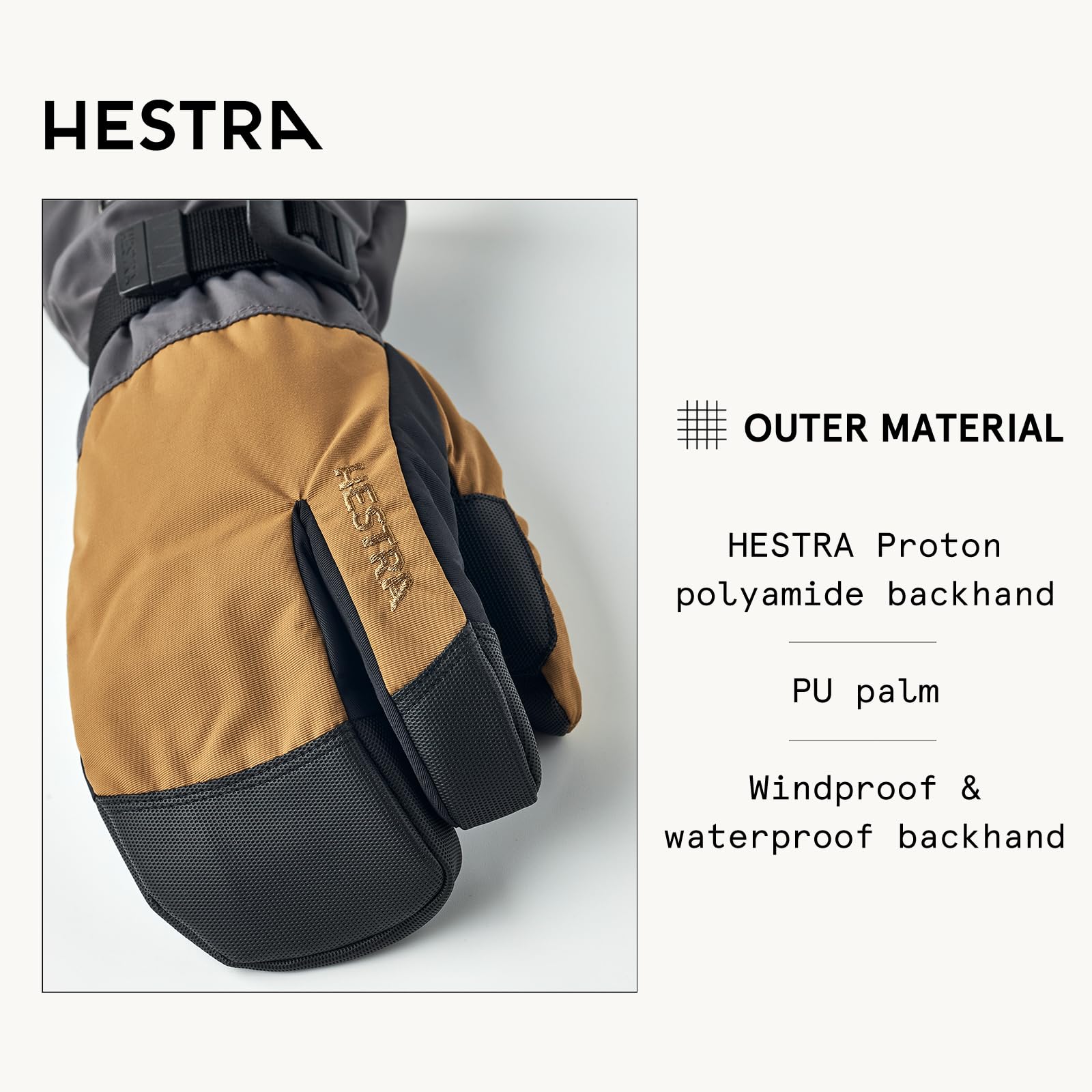 Hestra Unisex Gauntlet Sr 3-Finger Glove, Waterproof, Windproof Insulated Gloves for Skiing & Snowboarding, Men & Women - Image 3