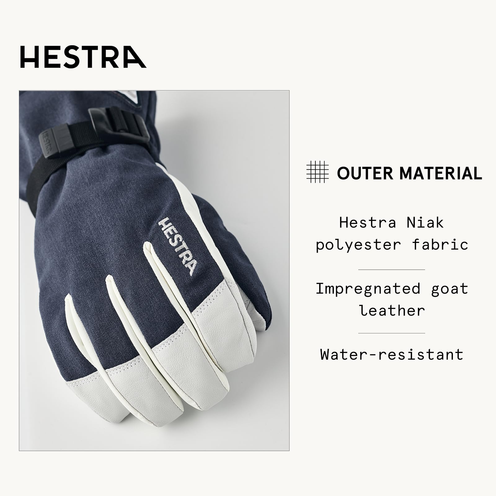 Hestra Unisex Powder Gauntlet Glove, Leather Windproof Insulated Glove for Alpine Ski, Everyday Winter Wear for Men & Women - Image 3