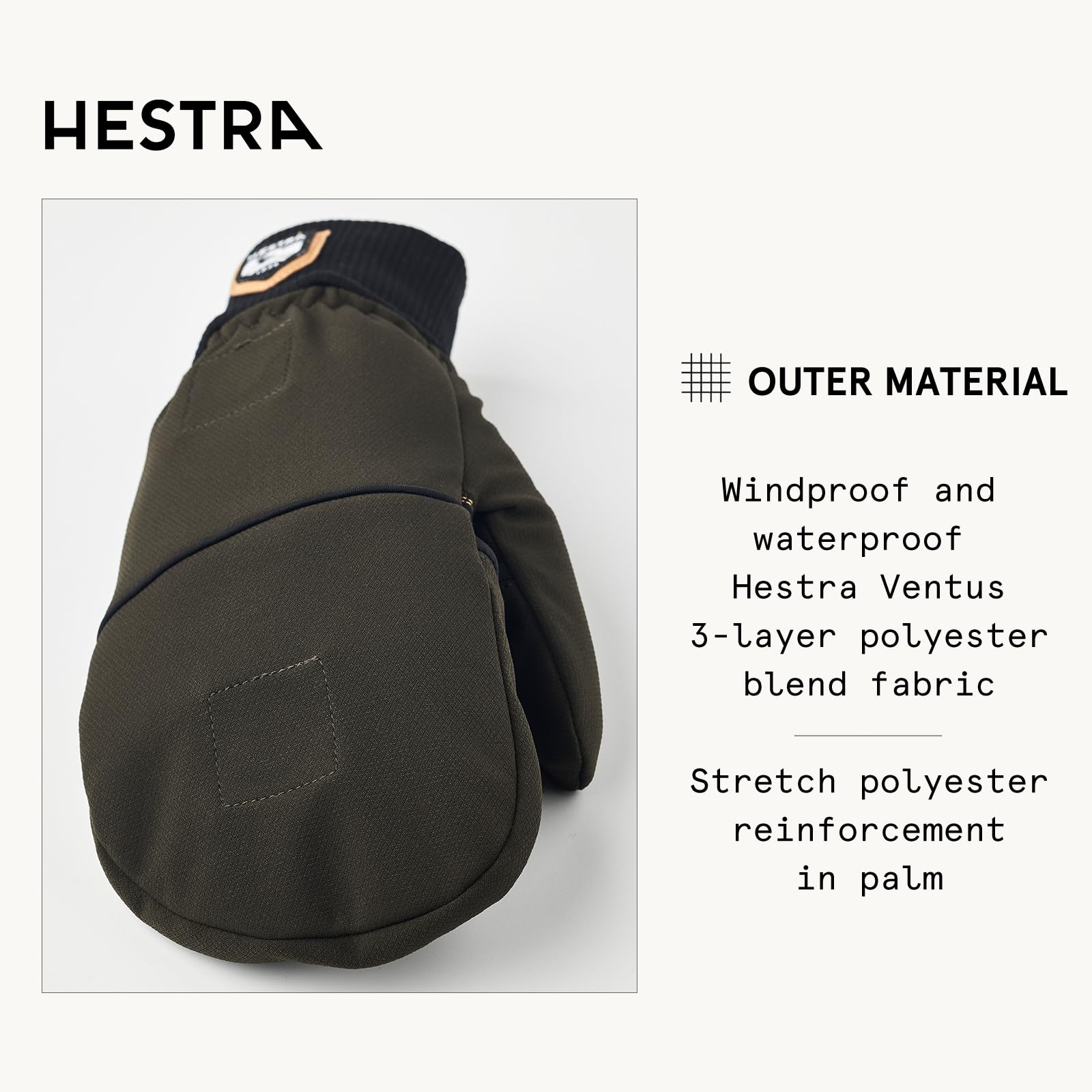 Hestra Windbreaker Pull Over Mitt, Waterproof, Windproof & Insulated Mitten with Hood for Extreme Cold and Winter Sports - Image 3