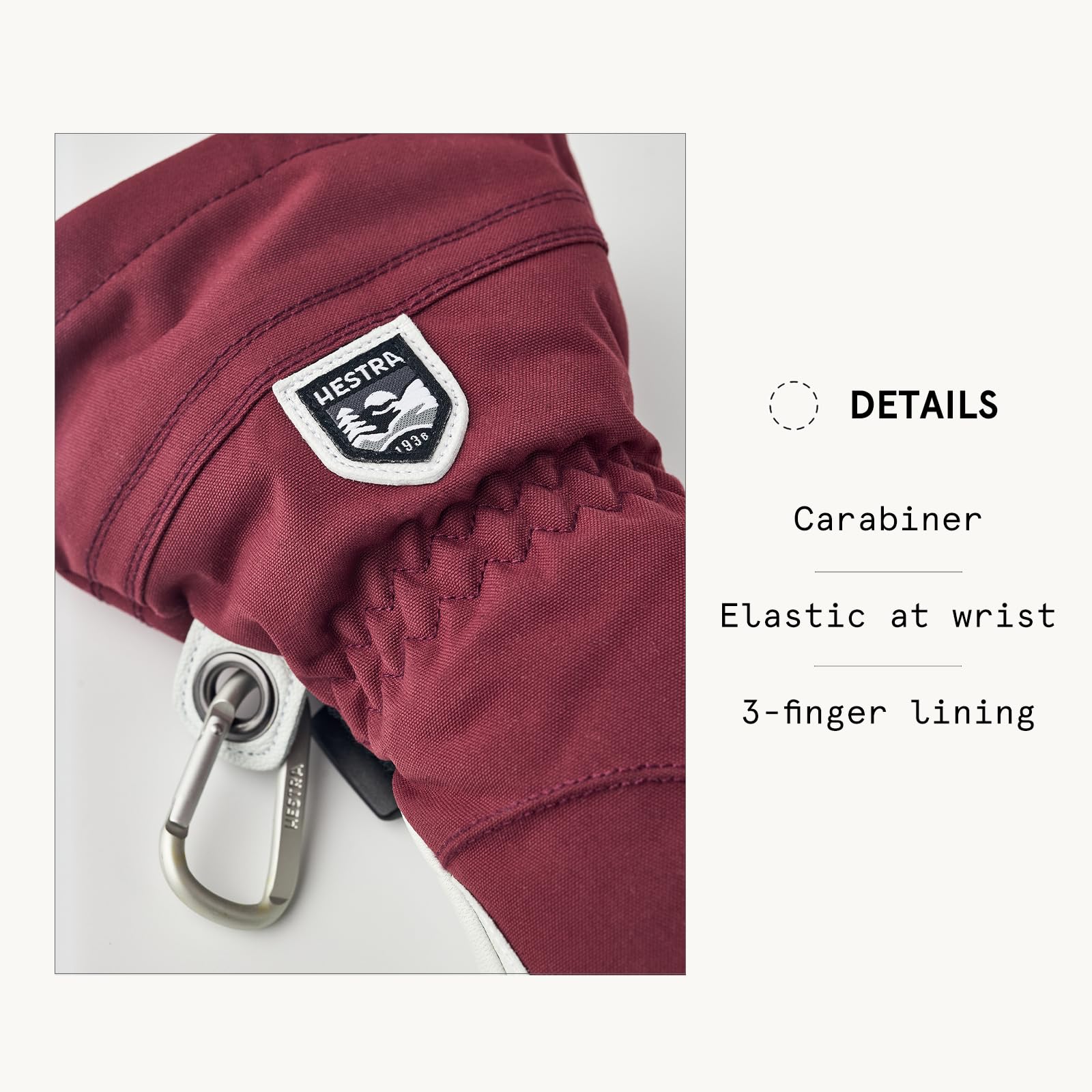 Hestra Women's Heli Ski Female Glove, 3-Finger Leather Snow Glove for Skiing, Snowboarding and Mountaineering - Image 4