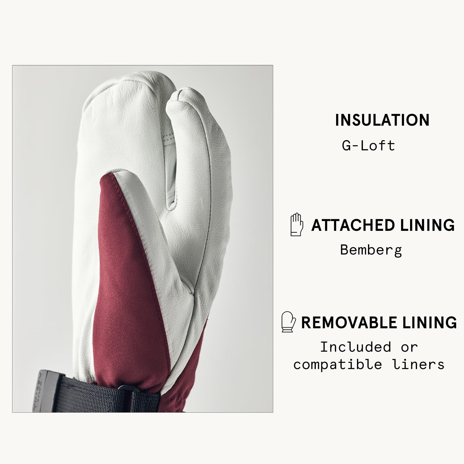 Hestra Women's Heli Ski Female Glove, 3-Finger Leather Snow Glove for Skiing, Snowboarding and Mountaineering - Image 5